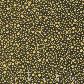 Holiday Charms - Stars Black Metallic Yardage