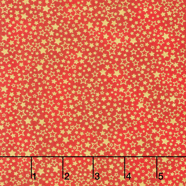 Holiday Charms - Stars Red Metallic Yardage