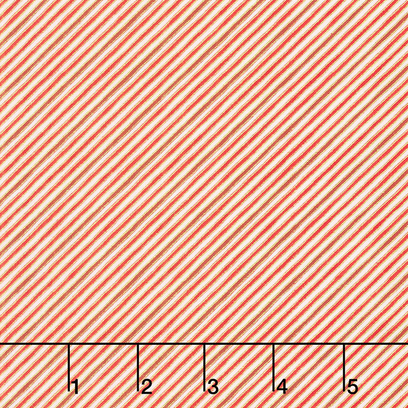 Holiday Charms - Stripe Crimson Metallic Yardage