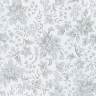 Holiday Flourish 12 - Scarlet Poinsettia Grey Yardage
