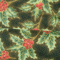 Holiday Flourish 13 - Holiday Holly Berries Black Metallic Yardage Alternative View #1