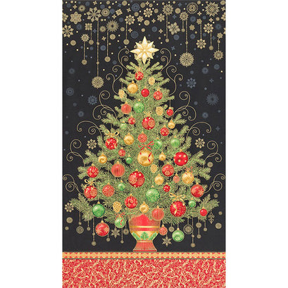 Holiday Flourish 13 - Holiday Tree Black Metallic Panel