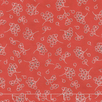 Holiday Flourish 13 - Silver Berries Scarlet Metallic Yardage