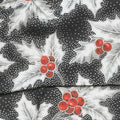 Holiday Flourish 13 - Silver Holly Berries Onyx Metallic Yardage