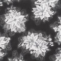 Holiday Flourish 13 - Silver Poinsettia Bouquet Onyx Metallic Yardage