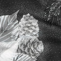 Holiday Flourish 13 - Silver Poinsettia Bouquet Onyx Metallic Yardage