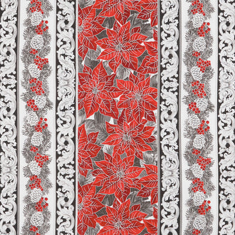 Holiday Flourish 13 - Silver Stripes Scarlet Metallic Yardage