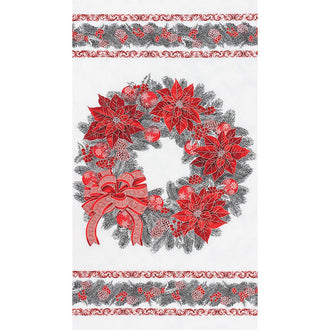 Holiday Flourish 13 - Silver Wreath Scarlet Metallic Panel