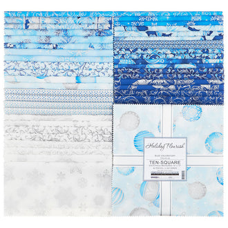 Holiday Flourish Blue Metallic Ten Squares