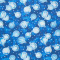 Holiday Flourish Blue - Ornaments Navy Metallic Yardage