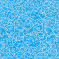 Holiday Flourish Blue - Swirls Blue Metallic Yardage