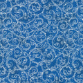 Holiday Flourish Blue - Swirls Navy Metallic Yardage