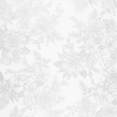 Holiday Flourish Blue - Toile Silver Metallic Yardage