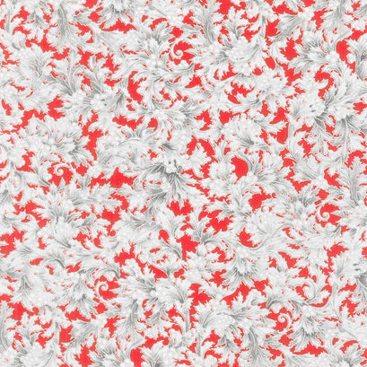 Holiday Flourish Scarlet - Holly Scarlet Metallic Yardage
