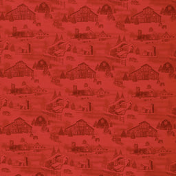 Holiday Heartland - Monotone Barns Red Yardage