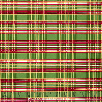 Holiday - Plaid Green Metallic Yardage
