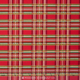 Holiday - Plaid Red Metallic Yardage