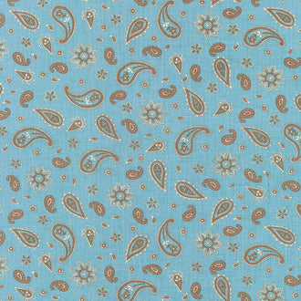 Home on the Range - Bandana Print Turquoise Yardage