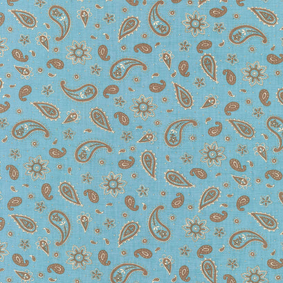 Home on the Range - Bandana Print Turquoise Yardage