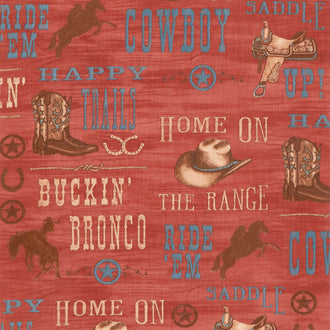 Home on the Range - Western Words Clay Red Yardage