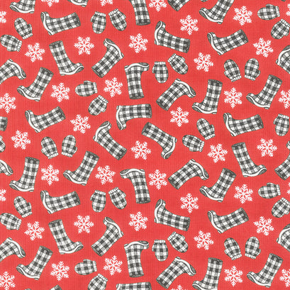 Home Sweet Holidays - Boots and Mittens Berry Red Yardage
