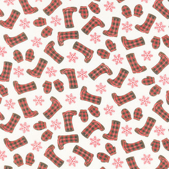 Home Sweet Holidays - Boots and Mittens Winter White Yardage