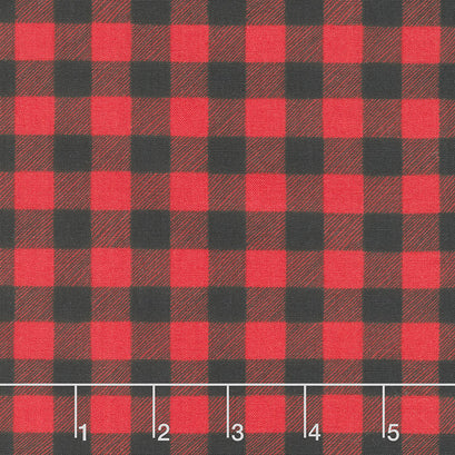 Home Sweet Holidays - Buffalo Plaid Charcoal Black Berry Red Yardage