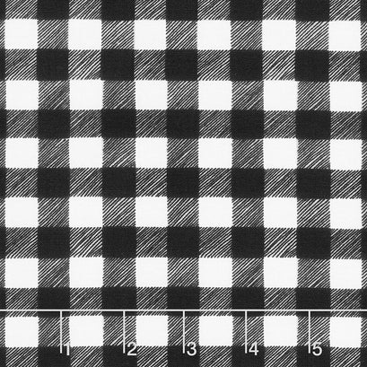 Home Sweet Holidays - Buffalo Plaid Charcoal Black Winter White Yardage