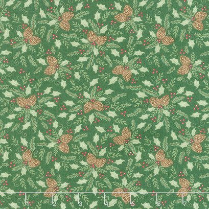 Home Sweet Holidays - Pinecone Greenery Holly Green Yardage