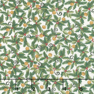 Homegrown Holidays - Holiday Greenery Winter White Yardage