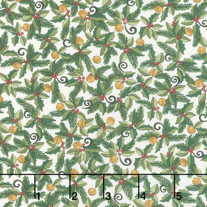 Homegrown Holidays - Holiday Greenery Winter White Yardage