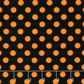 Hometown Halloween - Dots Black Orange Yardage