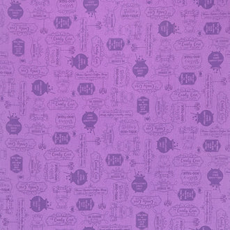 Hometown Halloween - Shop Signs Purple Yardage