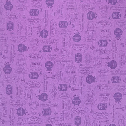 Hometown Halloween - Shop Signs Purple Yardage