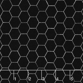 Honey Bee - Honeycomb Black Yardage