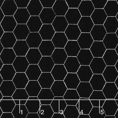 Honey Bee - Honeycomb Black Yardage