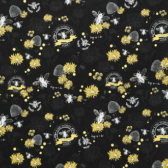 Honey Bee - Bees Main Black Yardage