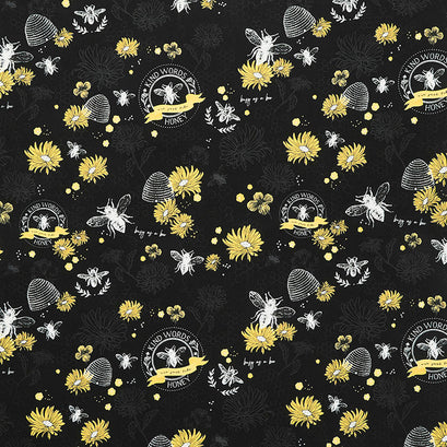 Honey Bee - Bees Main Black Yardage