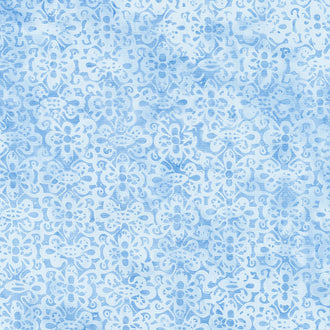 Honey Blue Batiks - Floral Swirl Lace Rain Yardage