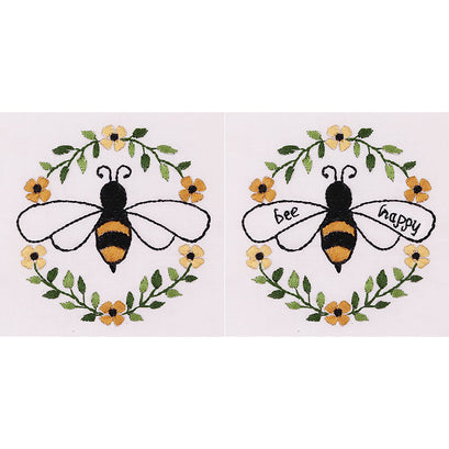 Honeybee Garden Wreath Embroidery Quilt Block