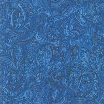 Hooked On Fish - Marble Tonal Dark Sapphire Yardage