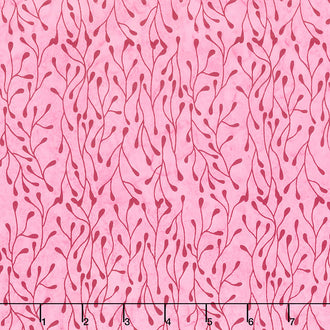 Hope & Heart Batiks - Stems and Buds Flamingo Yardage