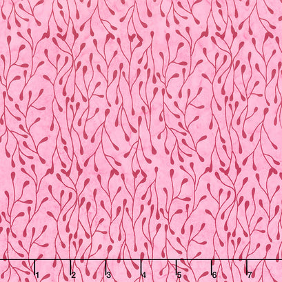 Hope & Heart Batiks - Stems and Buds Flamingo Yardage