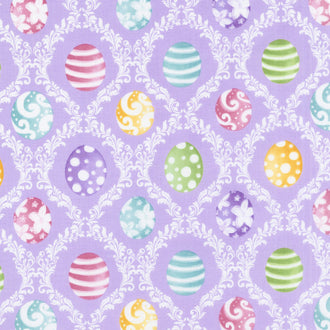 Hoppy Easter - Easter Egg Harlequin Lilac Yardage