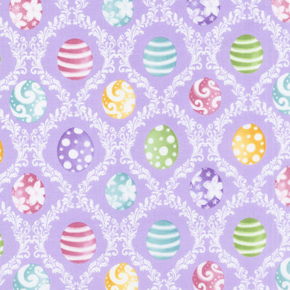 Hoppy Easter - Easter Egg Harlequin Lilac Yardage
