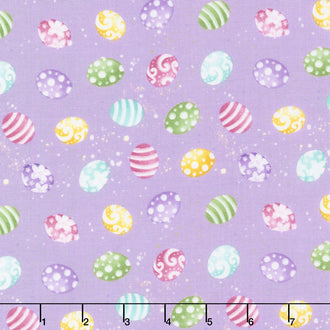 Hoppy Easter - Mini Tossed Easter Eggs Lilac Yardage