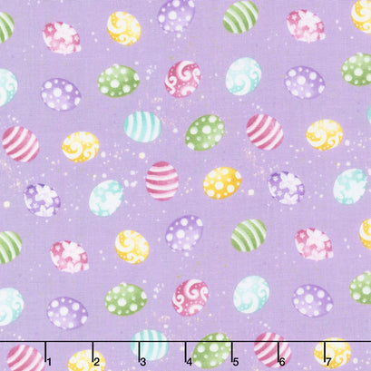 Hoppy Easter - Mini Tossed Easter Eggs Lilac Yardage