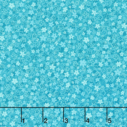 Hopscotch - First Flowers Turquoise Yardage