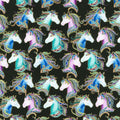 Horsen Around - Horse Portraits Black Multi Metallic Yardage
