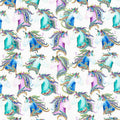 Horsen Around - Horse Portraits White Multi Metallic Yardage